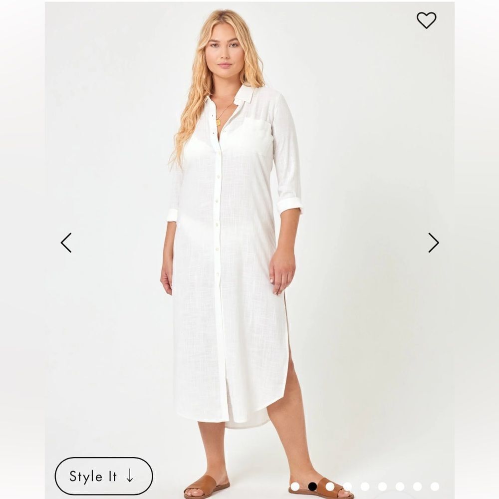 LSpace Presley dress cream white shirt tunic cover up duster NWT Sz M/L